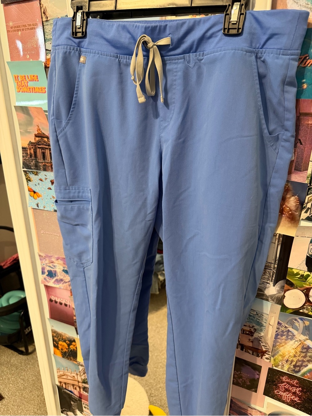 Figs Women's Light Blue Track Joggers with Drawstring